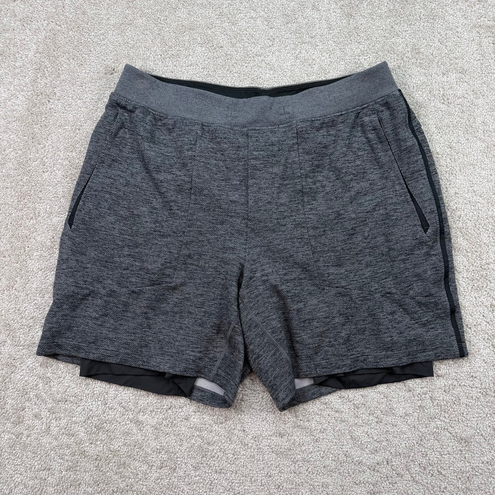 lululemon athletica Men’s Dark Gray Athletic Shorts with Black Liner